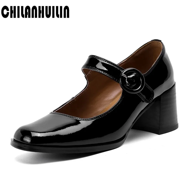 

Женские туфли из натуральной кожи, туфли-лодочки на платформе, туфли мэри джейн, офисная обувь для работы, повседневная обувь