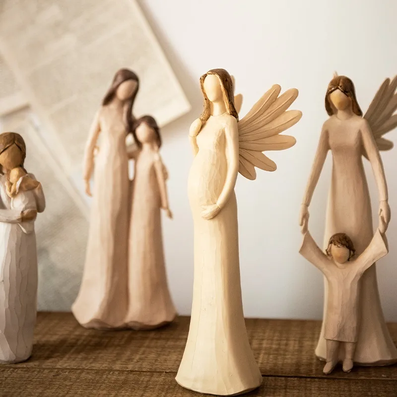 

Abstract Pregnant Angel Ornaments Home Accessories Living Room Desktop Station Resin Holding Hands Angel Decorative Statue R5338