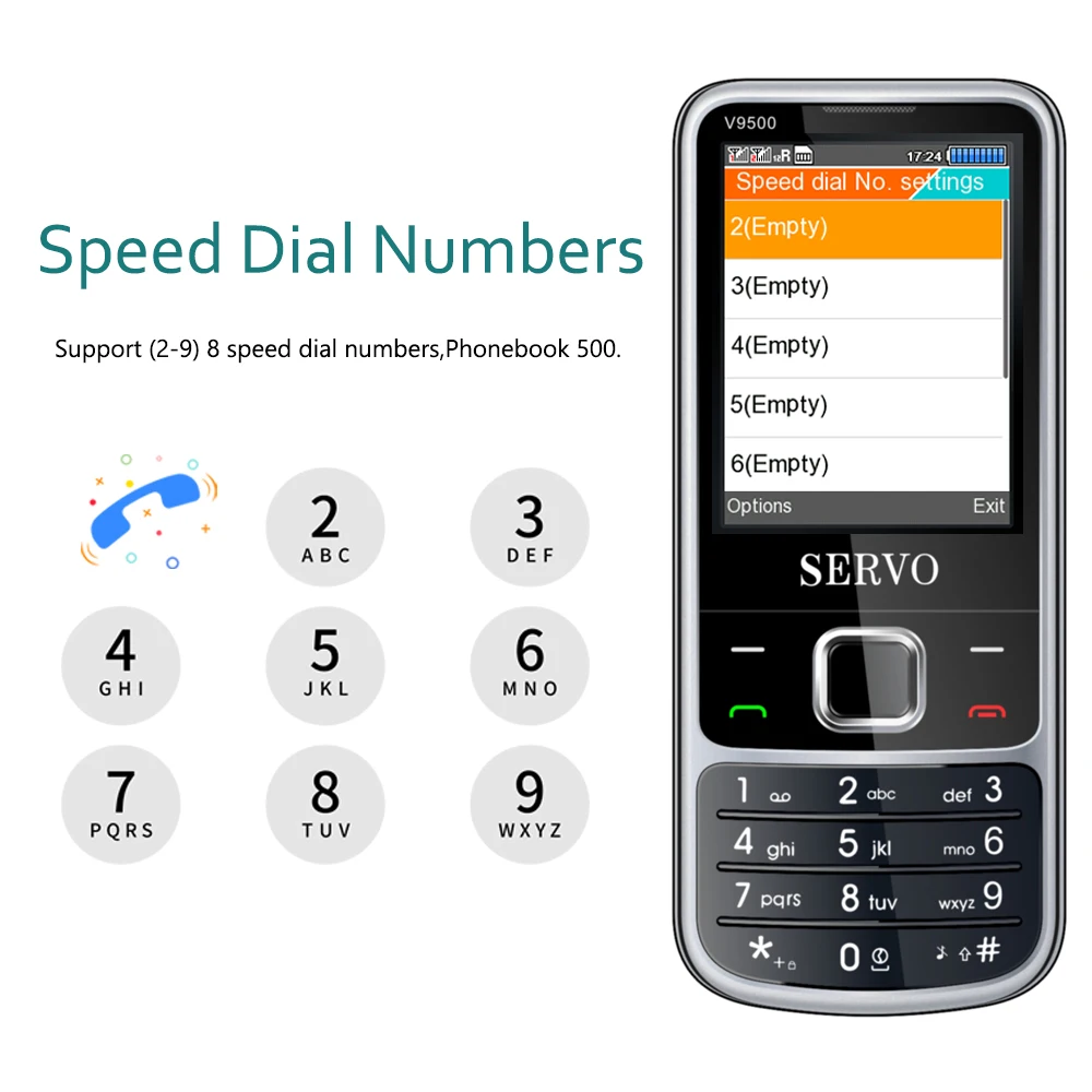 4 SIM-карты режима ожидания SERVO V9500 сотовый телефон скорость набора номера один ключ