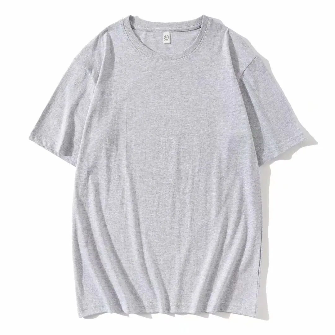 

Summer drop shoulder round neck short-sleeved blank cotton T-shirt