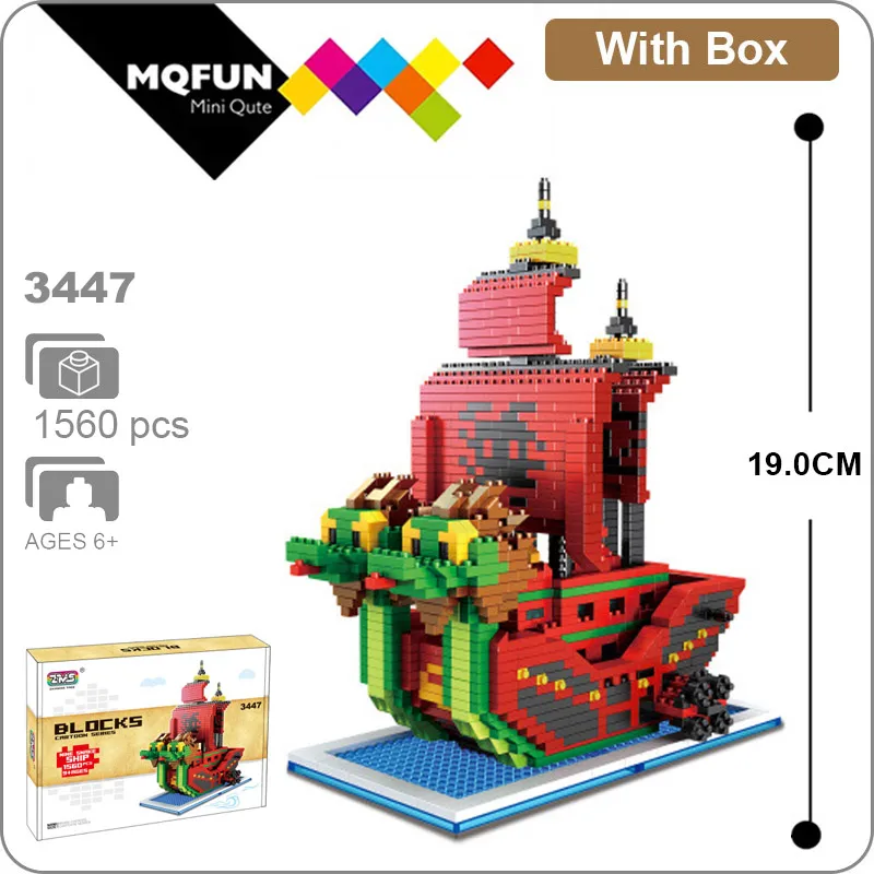 

ZMS Anime Cartoon One piece Pirates Ship Movie Cartoon Diamond Building Blocks Action Figure DIY Model Brick Education Toys