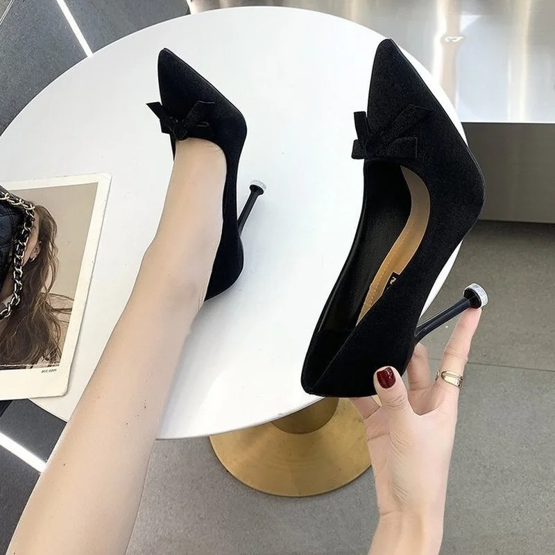 Super High Heels Women Korean Fashion Women&#39;s Set Foot Bow Fashion Women&#39;s Single Shoes Factory Direct Sales High Heels 2021 New