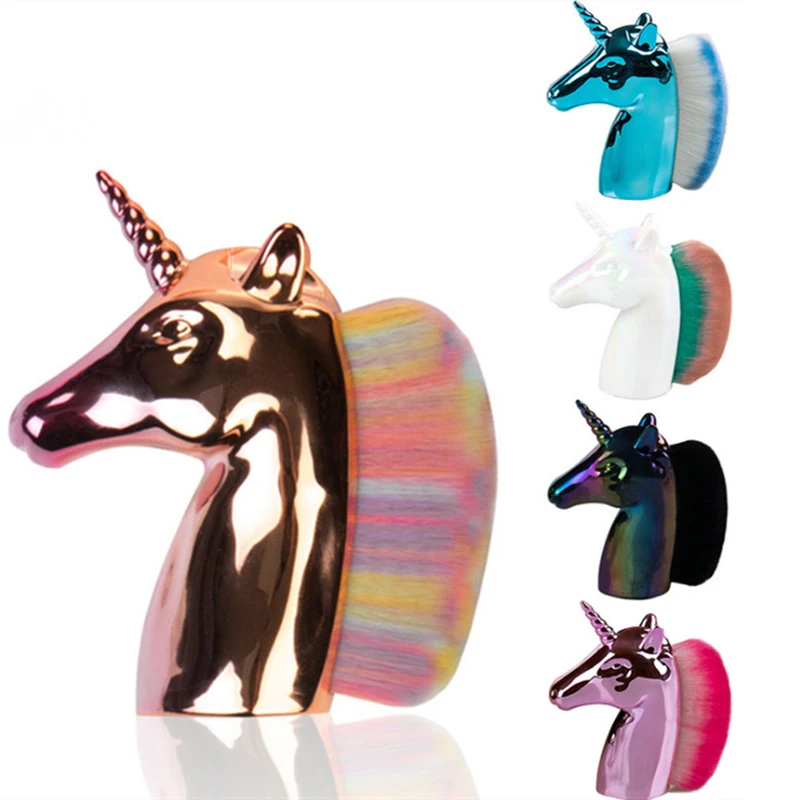 Кисти для макияжа в виде единорога лошади радуги держатель пудры основы румян