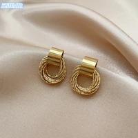 2021 new spring minimalist compact stud earrings internet celebrity tempera euro american jewelry geometry circle earrings