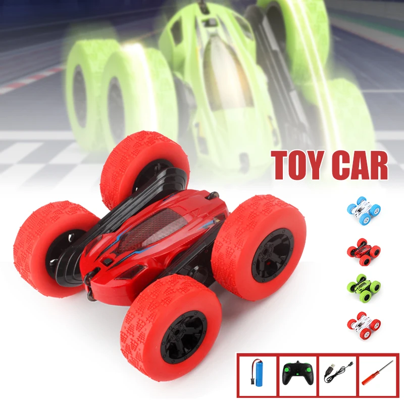 

2021 2,4G автомобиль 4WD с дистанционным управлением, двухсторонний трюковый автомобиль светодиодный светодиодной подсветкой и вращением, USB-за...