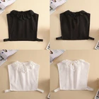 Женские весенние шифоновые съемный фальшивый Воротник Манишка вышивка с цветочным рисунком и кружевными отворотами средней длины рубашка декоративные укороченный топ ожерелье