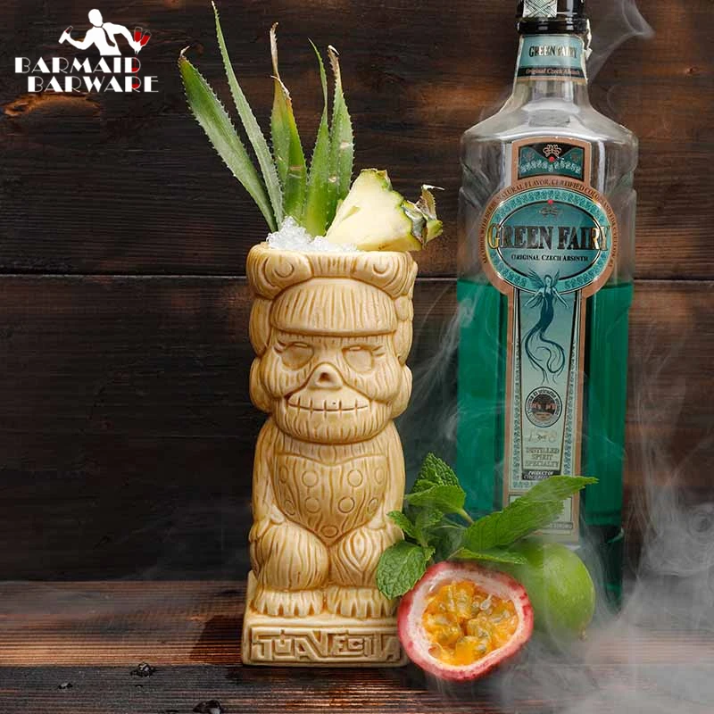 Гавайская керамическая кружка Tiki 390 мл креативная фарфоровая для пива и вина