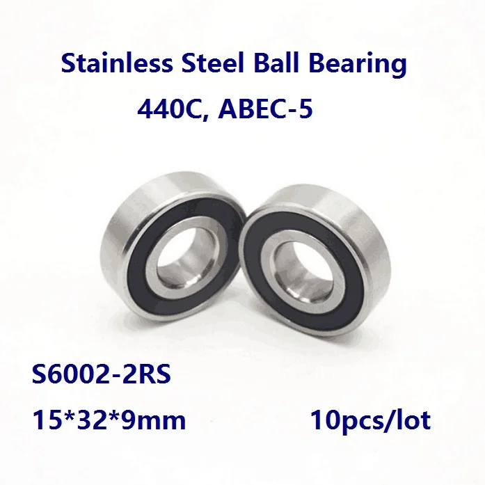 10 шт./лот ABEC-5 S6002-2RS S6002RS нержавеющая сталь 15*32*9 мм радиальный шарикоподшипник