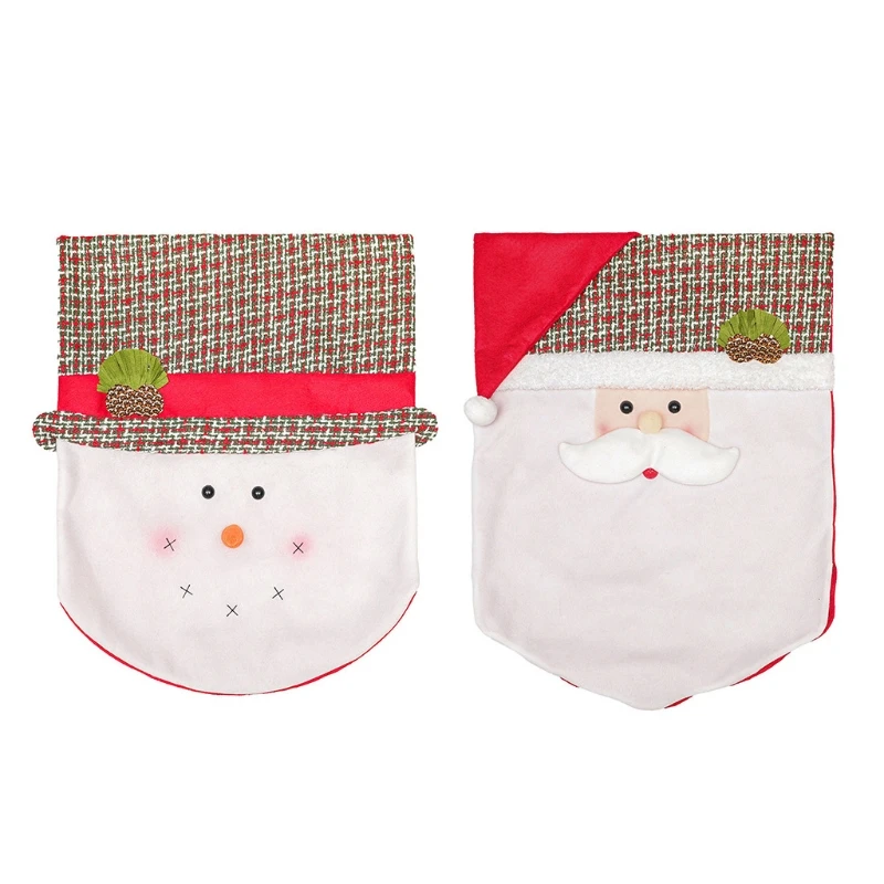 Рождественский чехол на стул с изображением Санта-Клауса снеговика обеденные