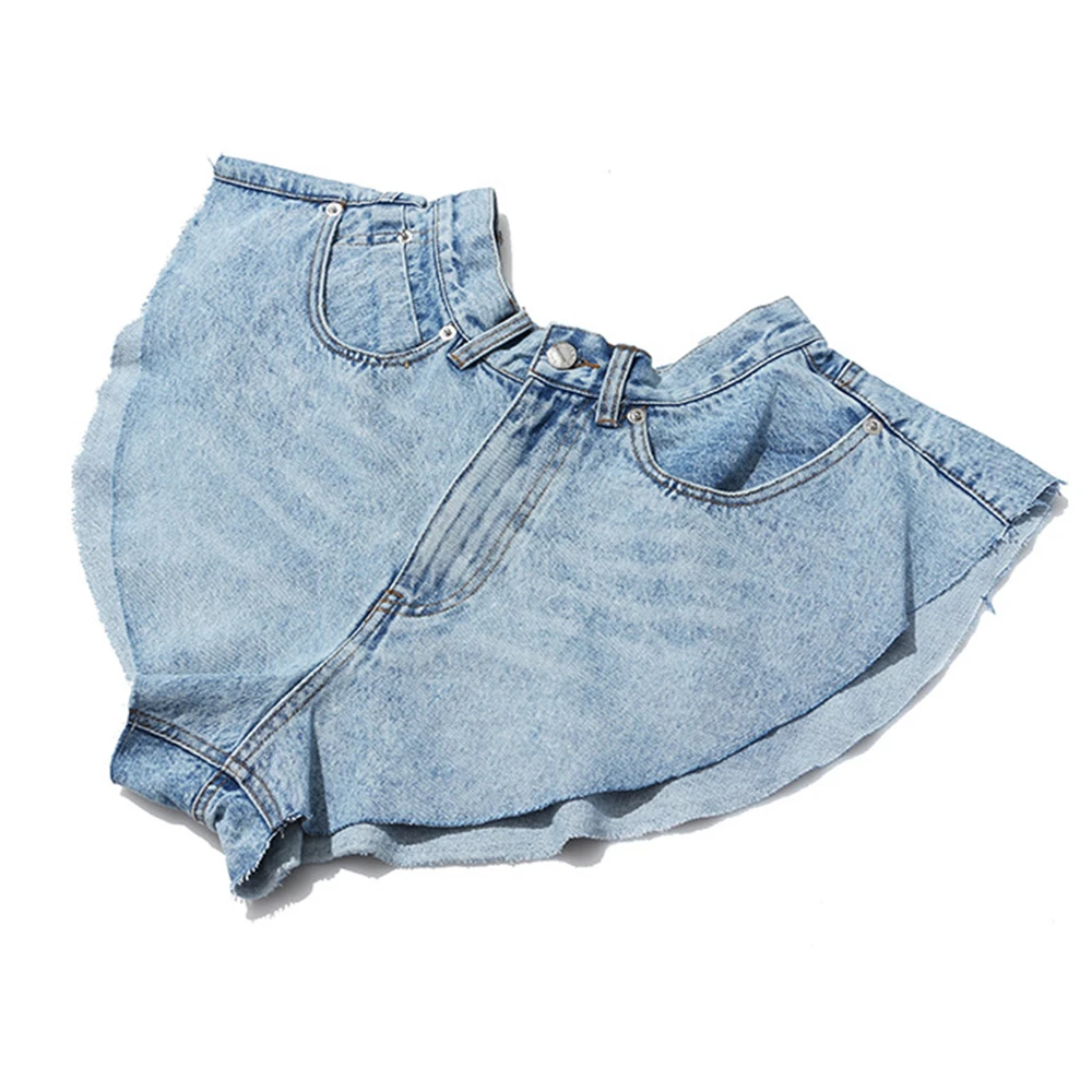 2020 модные широкие летние джинсовые шорты женские джинсветильник светло голубого