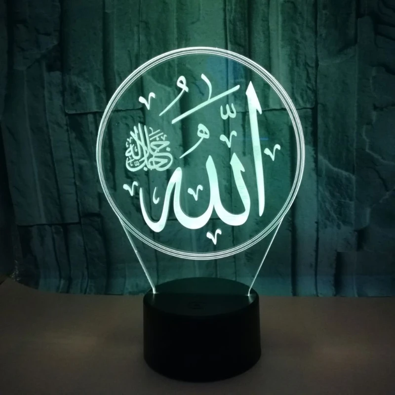 

3D Illusion Lamps Islam LED Night Light 7 Colors Touch Switch Remote Control USB Power Bedroom Lighting Table Lamp