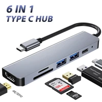 type c usb hub 6 in 1 usb3 0 otg adapter 2 usb c hdmi compatible tf sd solt pd charger splitter for pc laptops usbc hub computer