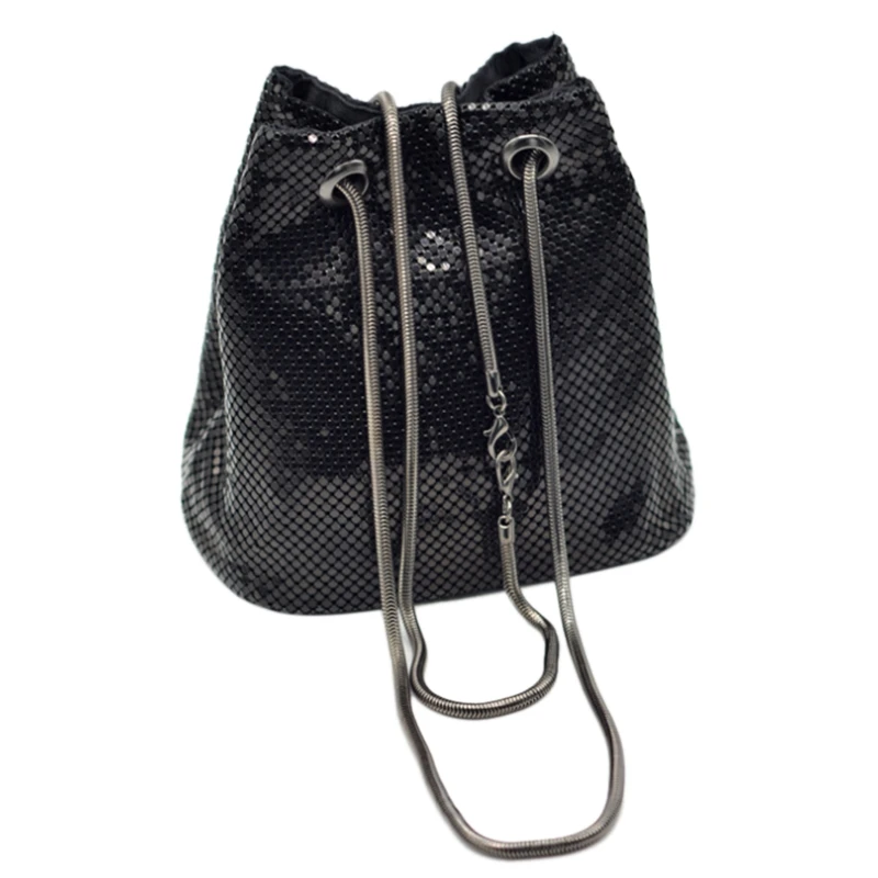 

Fashion Women Bucket Shoulder Bag with Sequin Party Handbags Clutches