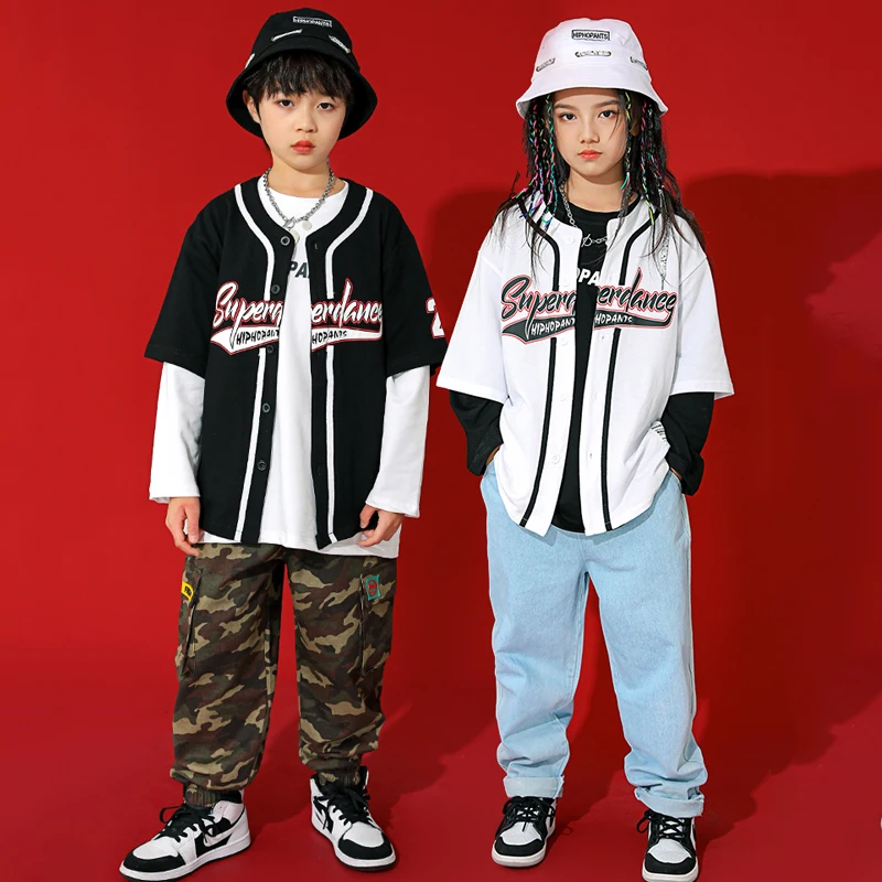 

Модная детская Свободная рубашка, штаны в стиле хип-хоп, одежда для уличных танцев, одежда для бальных танцев в стиле хип-хоп, костюмы для джа...