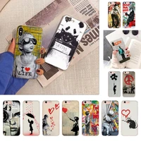 yndfcnb street art banksy graffiti phone case for iphone 11 12 13 mini pro xs max 8 7 6 6s plus x 5s se 2020 xr case