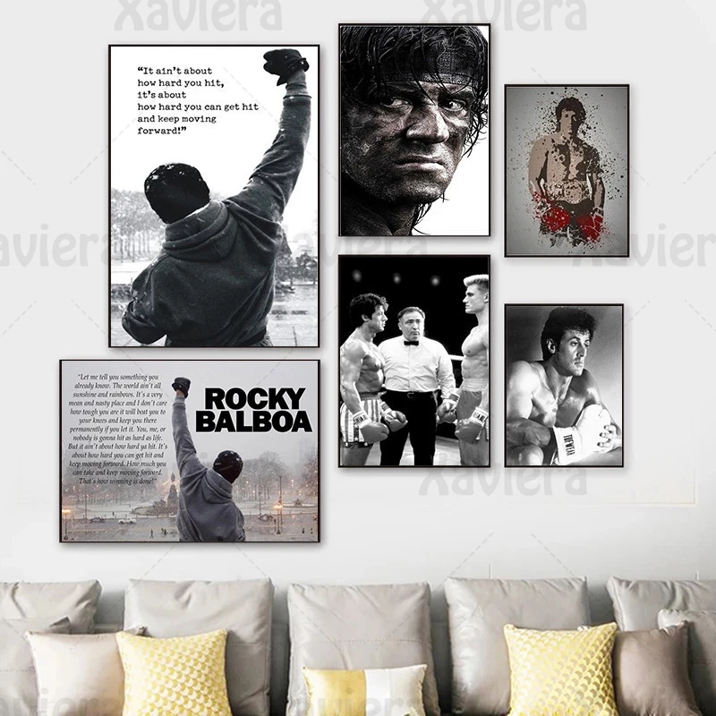 

Black and White Poster Rocky Balboa Inspirational Quotes Rock Boxing Bodybuilding Canvas Painting Gym Wall Art Living Room Decor