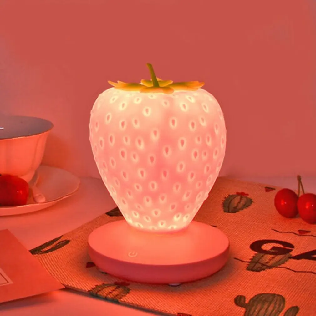 

Strawberry Nightlight LED Touch Dimmable Night Light Silicone USB Bedside Lamp For Baby Children Kids Gift Bedroom Decoration