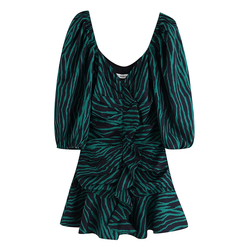 Женское винтажное вечернее платье Элегантное повседневное мини в зеленую