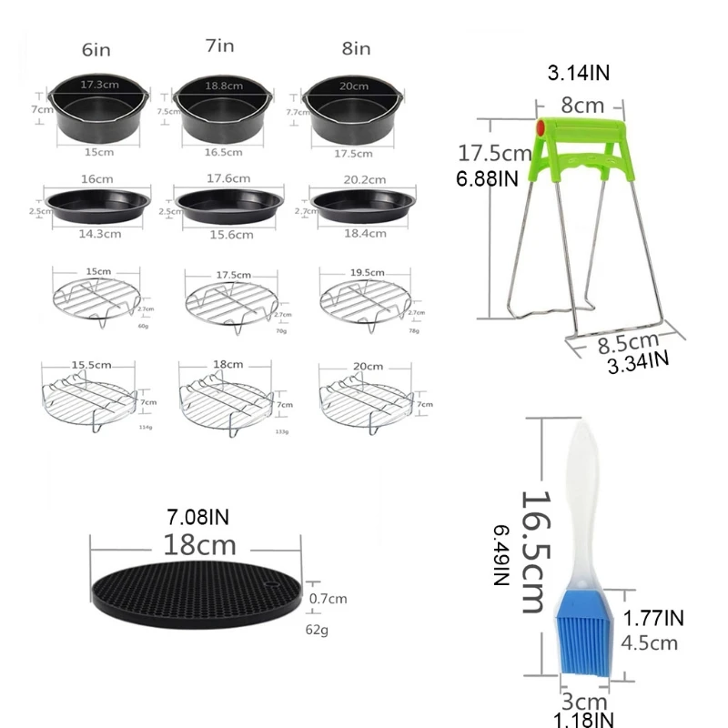 

6-8 Inch Air Fryer Accessories Best Hot Fryer Accessories Set of 12 Fit all