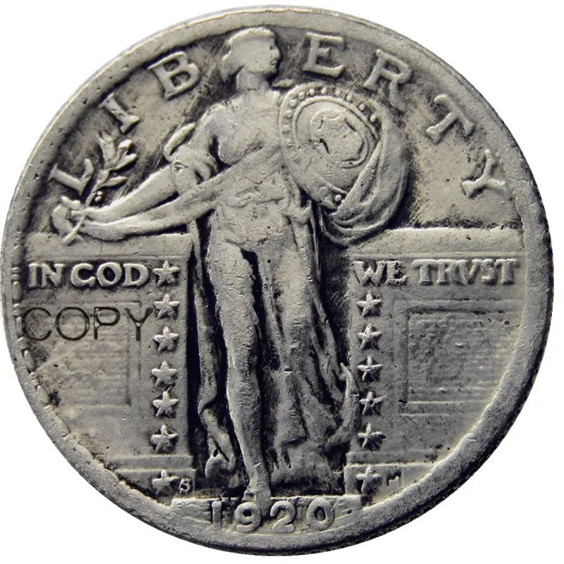 Монеты США полный набор(1916-1924)-p-s 9 шт, стоящая свобода четверть долларов Посеребренная копия - Цвет: 1920s