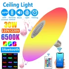 Умный RGB-светильник E27, светодиодный потолочный светильник, лампочка с Bluetooth, динамик, светодиодный музыкальный проигрыватель для домашней вечеринки, пульт дистанционного управления на 24 клавиши