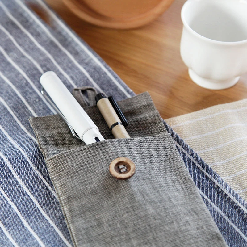 Пенал классический серый льняной ткани Кнопка хранения ручная сумка ручка