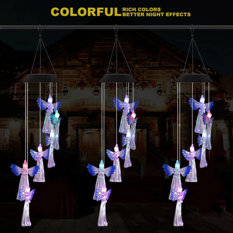 Ветряная колокольчика на солнечной батарее подвесной водонепроницаемый