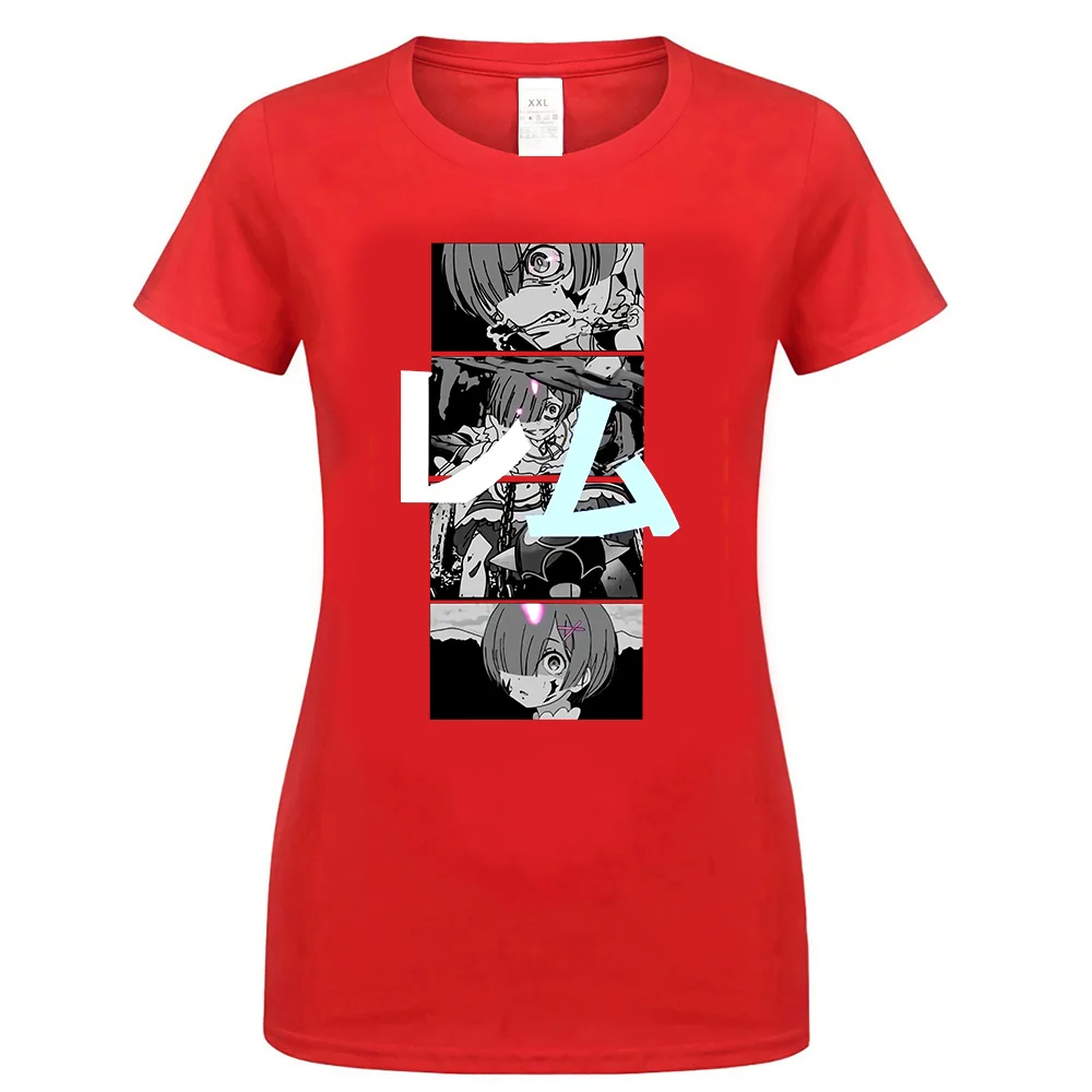 women red Legit Re Zero Rem демон они форма файтинга аниме аутентичная футболка Ts5Gwb Летний стиль повседневная одежда футболка - Цвет: women red