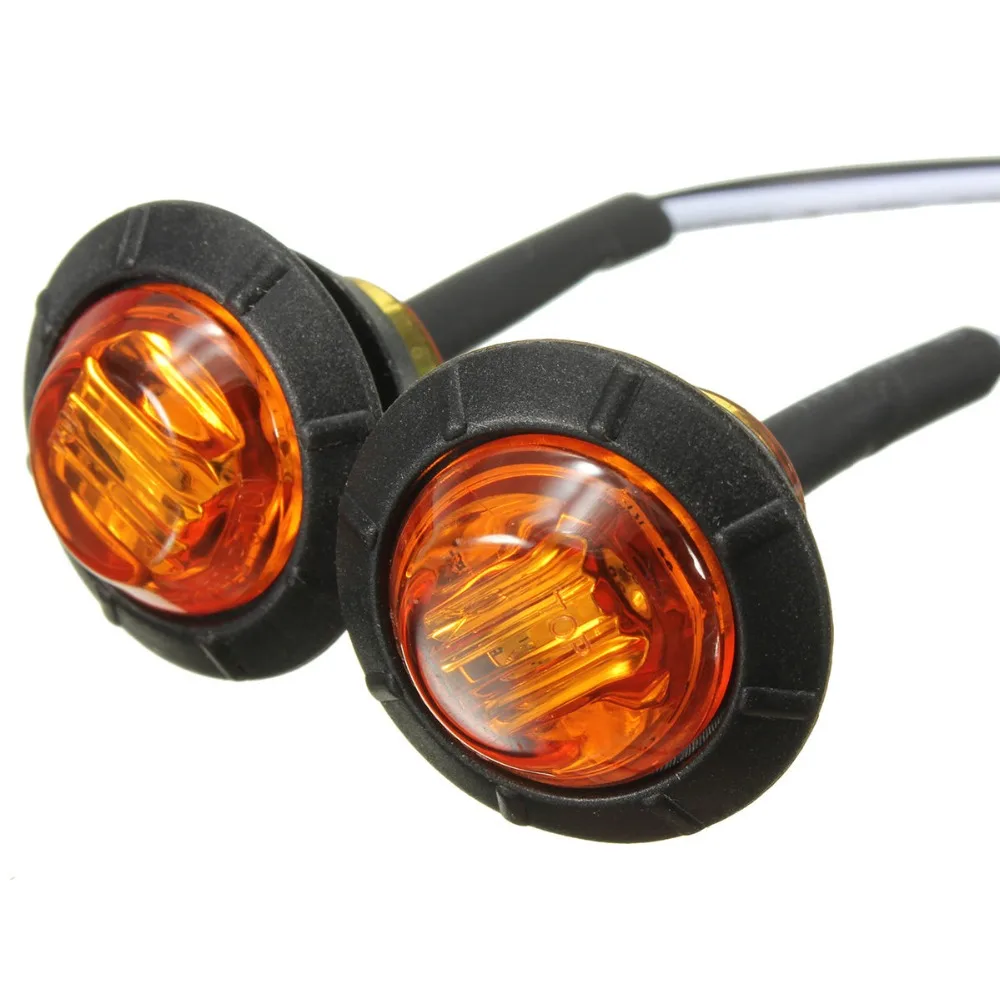 

2PCS 12V-24V 3LED 3/4" Round Trailer Side Marker Lights Yellow White Red For Trucks Clearance Lights Truck Turn Signal Lamp