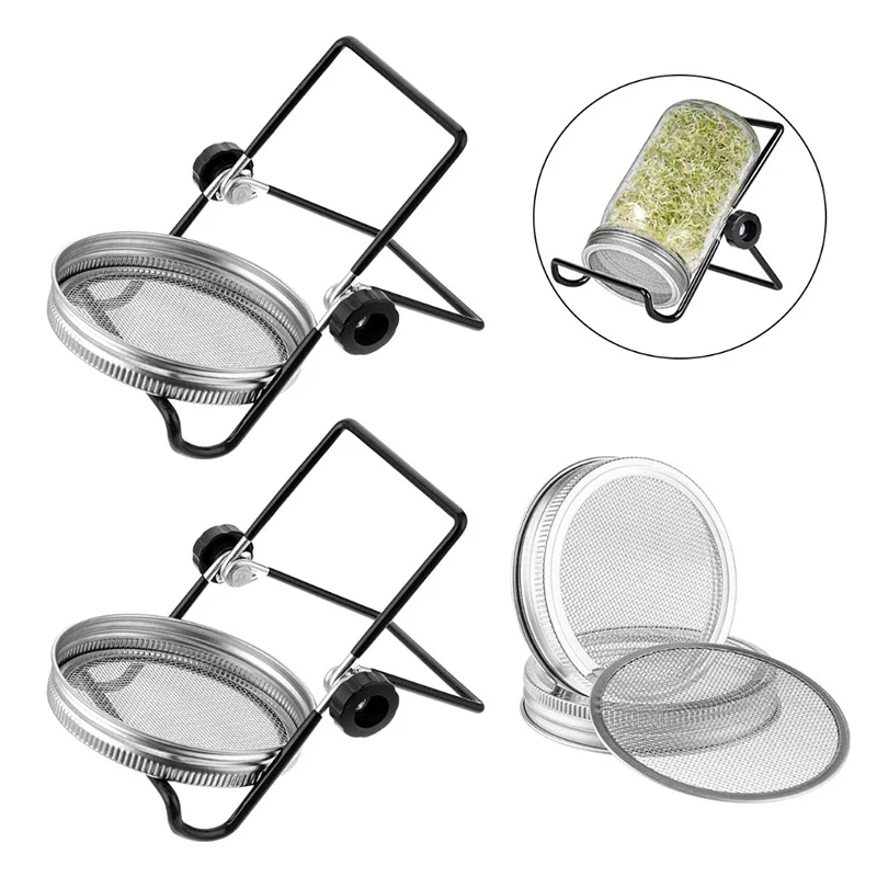 

Mason Jar Sprouting Lids Indoor Gardening 5x Stainless Steel Seed Sprouting Lids Mesh Screen Strainer Filter Kitchen Accessorie
