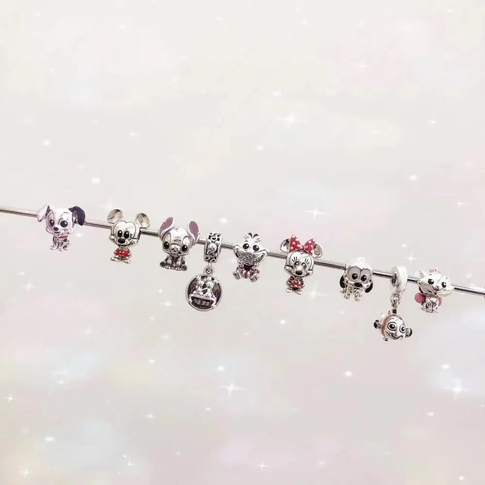 Fahmi 100% S925 Sterling Silver Miqi Mini Mouse Pluto Cat Finding Nemo Dalmatians Patch Stitch Enamel Charm Babies Collection | Украшения и