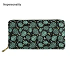 Кожаные женские кошельки Nopersonality Green Monstera с принтом, длинные женские кошельки, большая женская сумка для денег, держатели для карт, сумка для мобильного телефона на молнии