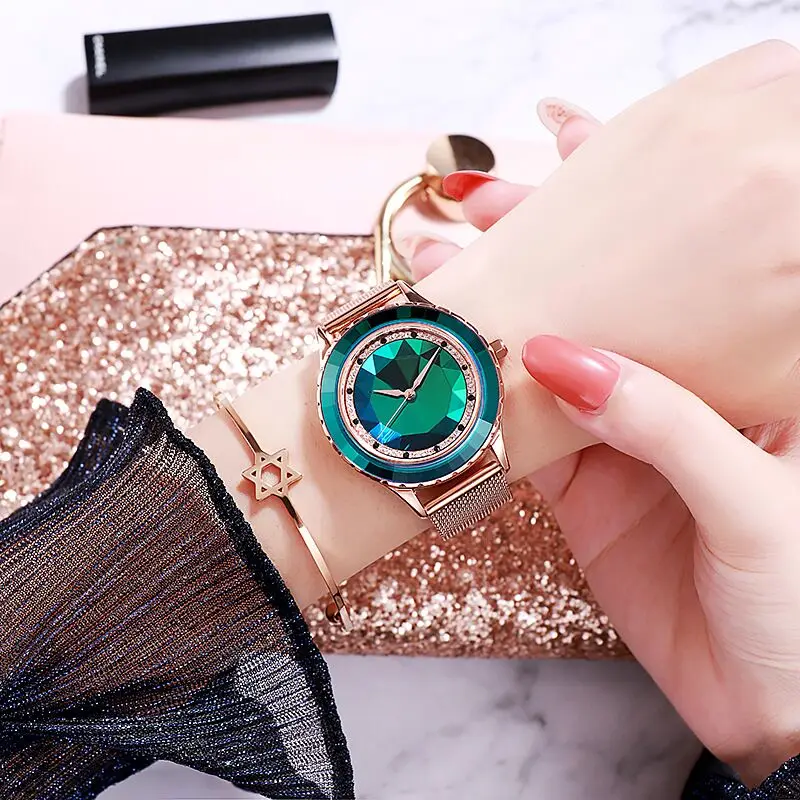 Часы наручные женские кварцевые из нержавеющей стали под розовое золото с