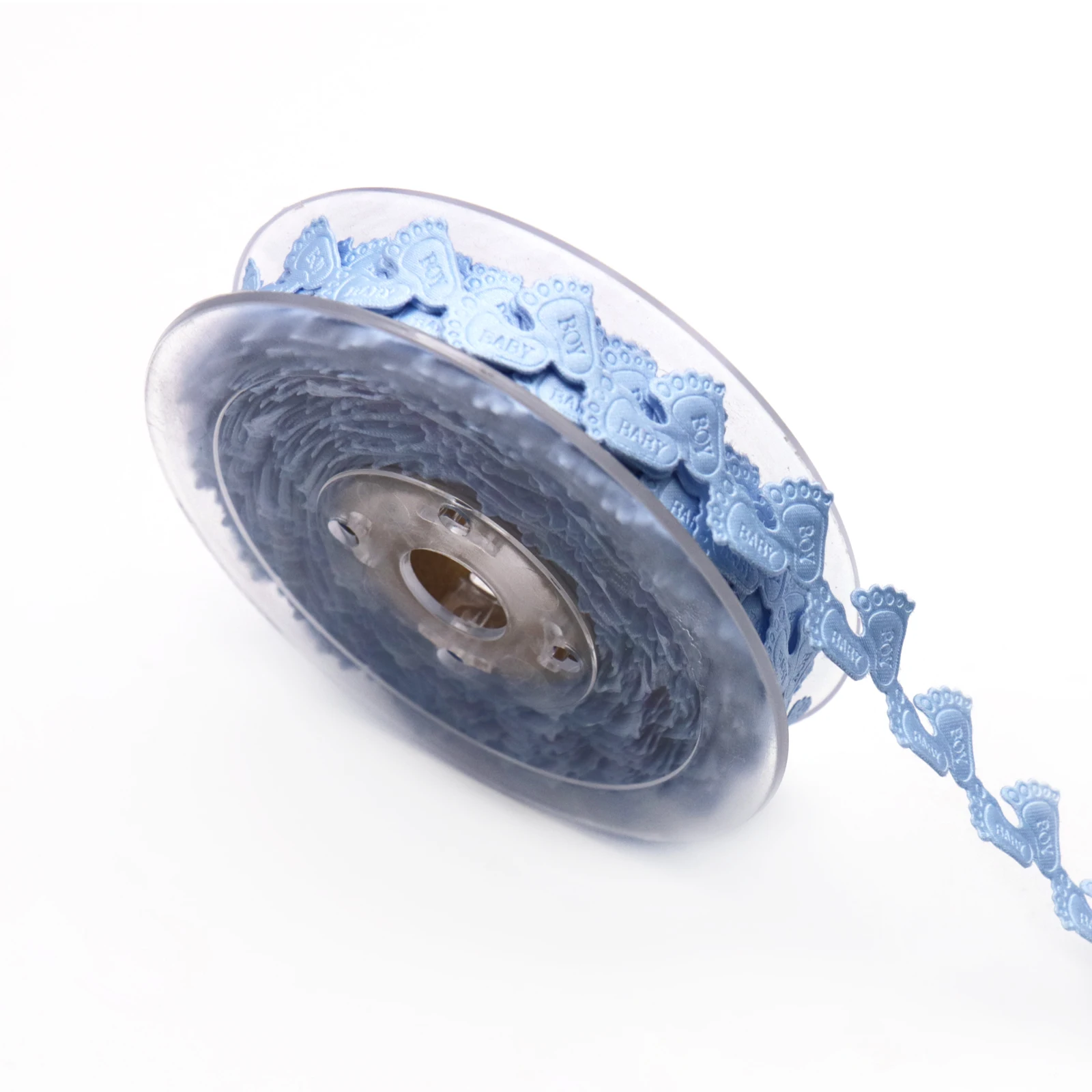 5 ярдов/Лот розовая голубая носков с рисунком в виде следов кружевной отделкой