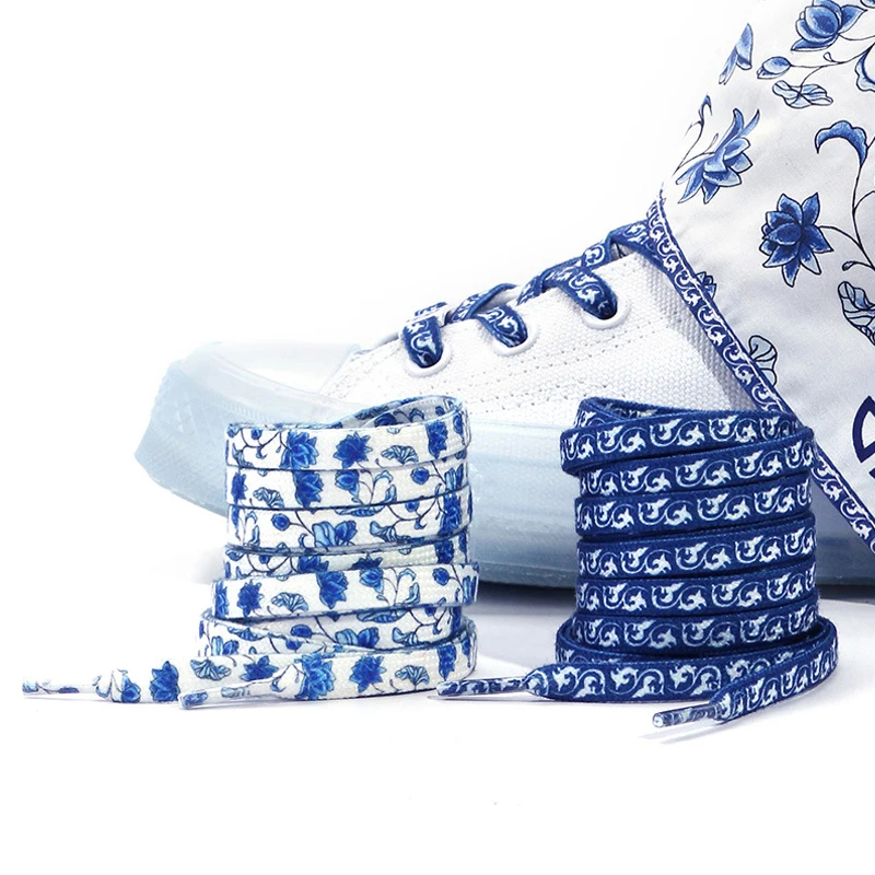 

Thicken Laces Shoe Athletic String No Elasticity Flat Shoelaces Of Sport Blue And White Porcelain Lace Shoelaces Accessories