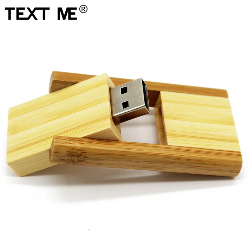 Usb флеш накопитель TEXT ME из карбонизированного бамбука с принтом логотипа usb 2 0 4 ГБ