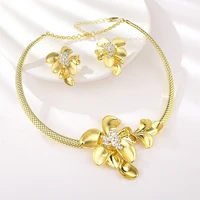 viennois dubai jewelry sets gold plated flower necklace and earrings jewelry set indian jewellery for women wedding bridal