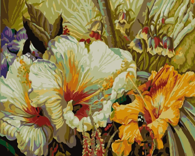 Прямая поставка 40x50 см картина по номерам Сделай Сам яркая труба цветок Настенная