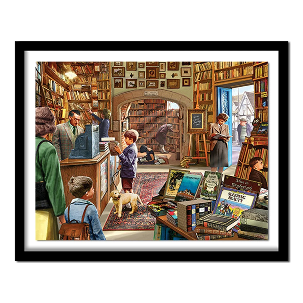 DIY алмазная живопись вышивка крестиком в Library Study Стразы Кристалл рукоделие