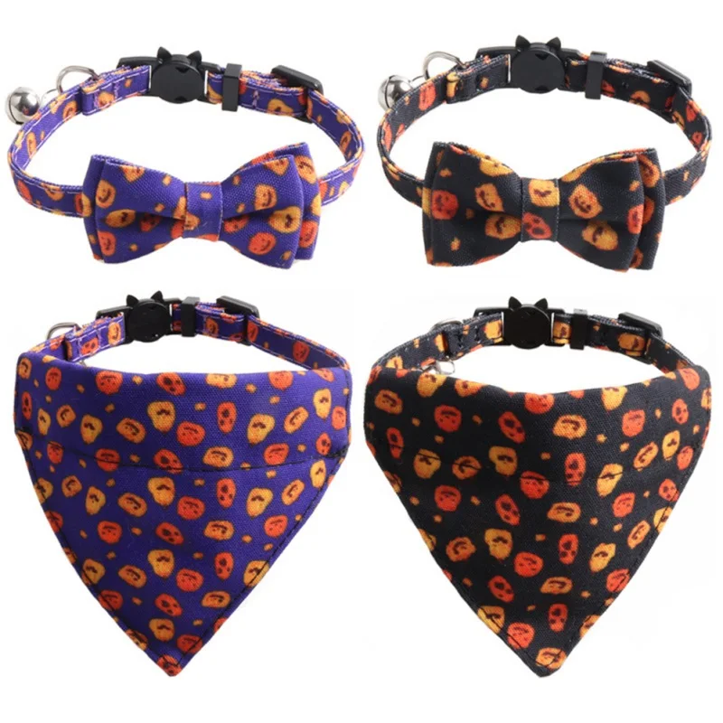 

Halloween Collars Tie Necktie Cat Scarf Puppy Bandanas Dog Bibs For Small Dogs For Cat Triangular Bow Ties Pet Grooming