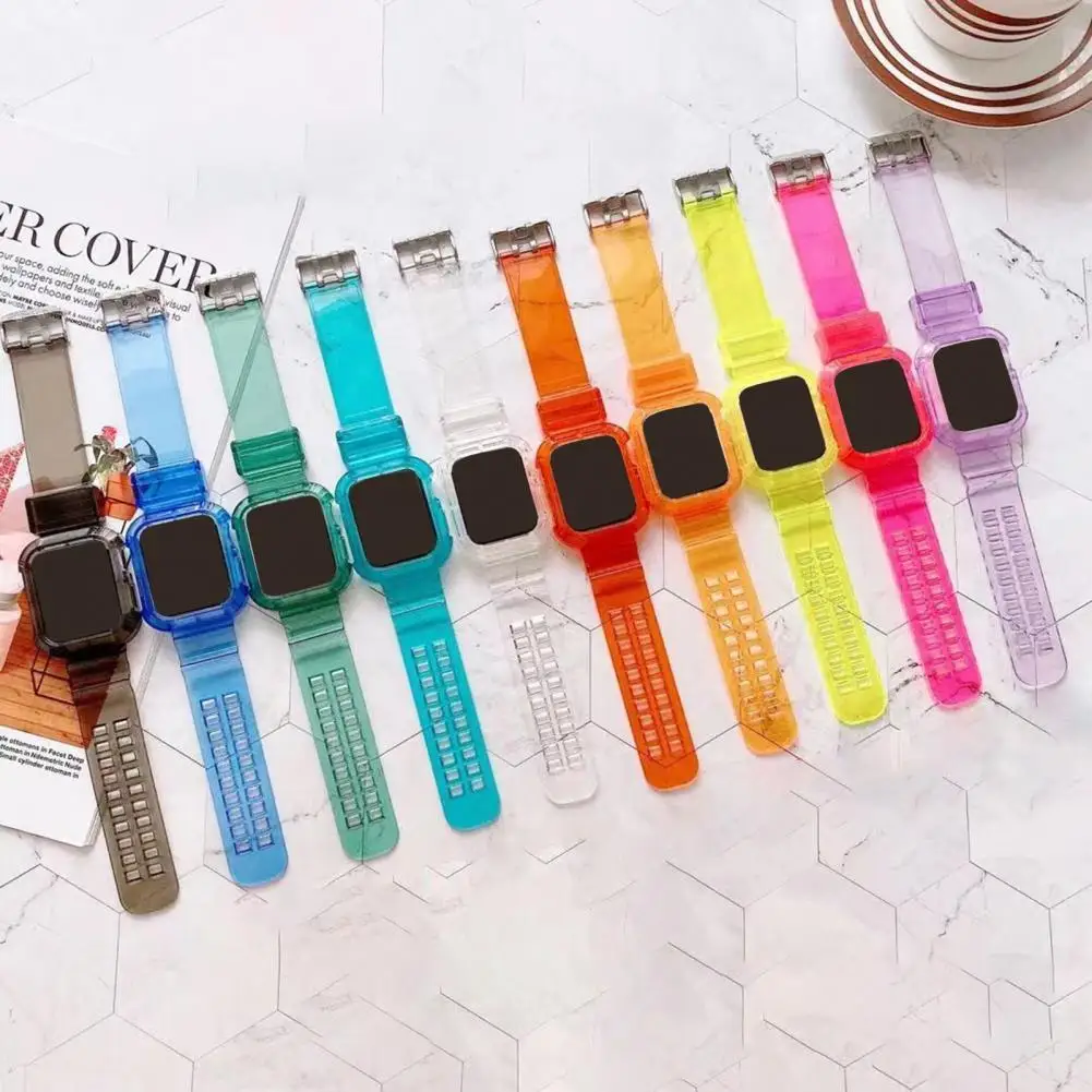 

Apple Watch 1/2/3/4/5/6/SE TPU Transparent All-in-one Silicone Waterproof Watchband Wristband Can Be Replaced