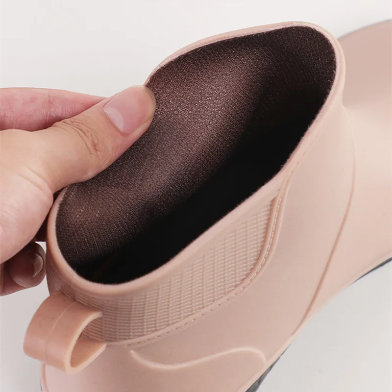 2021 New Comfort Ankle Rain Boots Women Autumn Winter Waterproof Water Shoes Female Slip-on Platform Short Rainboots