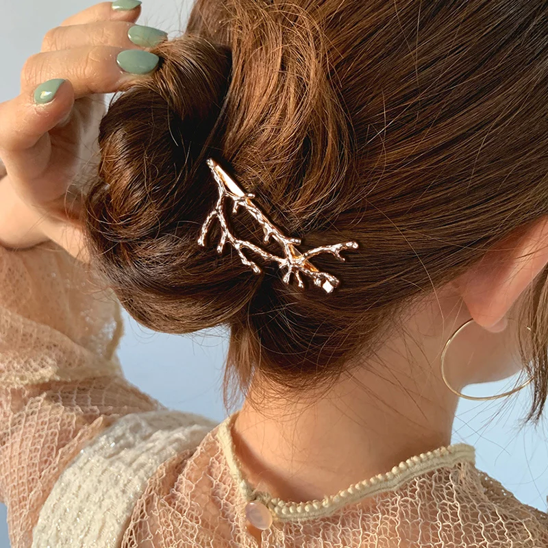

Fashion Women Girl Tree Leaf Casual Accessories Alloy Hairpins Side Creative Clips Hair Clip Solid Branches Headwear