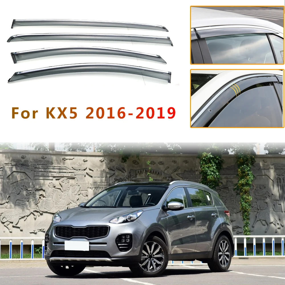 For KIA KX5 2016 2017 2018 Smoke Window Sun Rain Exterior Visor Deflector Guard Sunny Visor Car Styling Accessories 4PC