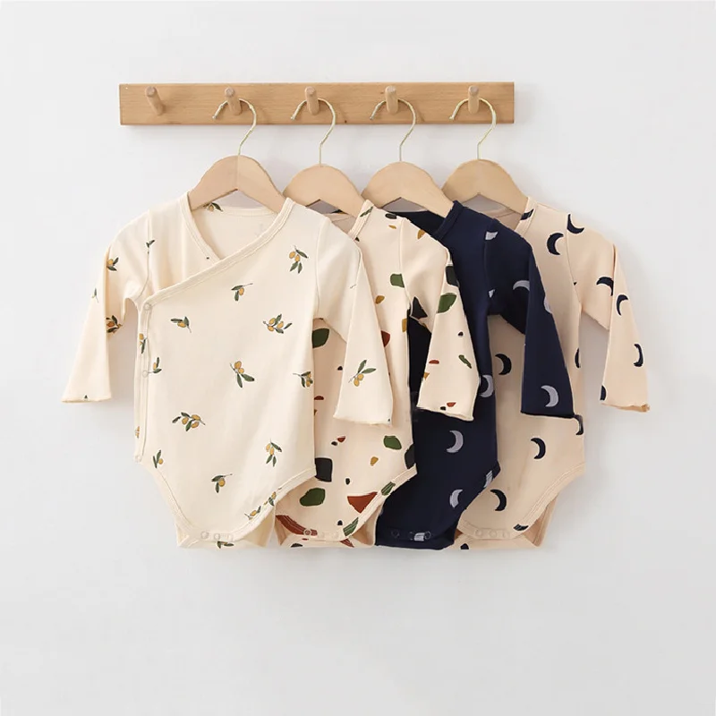 Newborn Baby Boys Girls Romper Cute Print Cotton Long Sleeves Newborn Rompers Fashion Baby Clothing For 0-2years