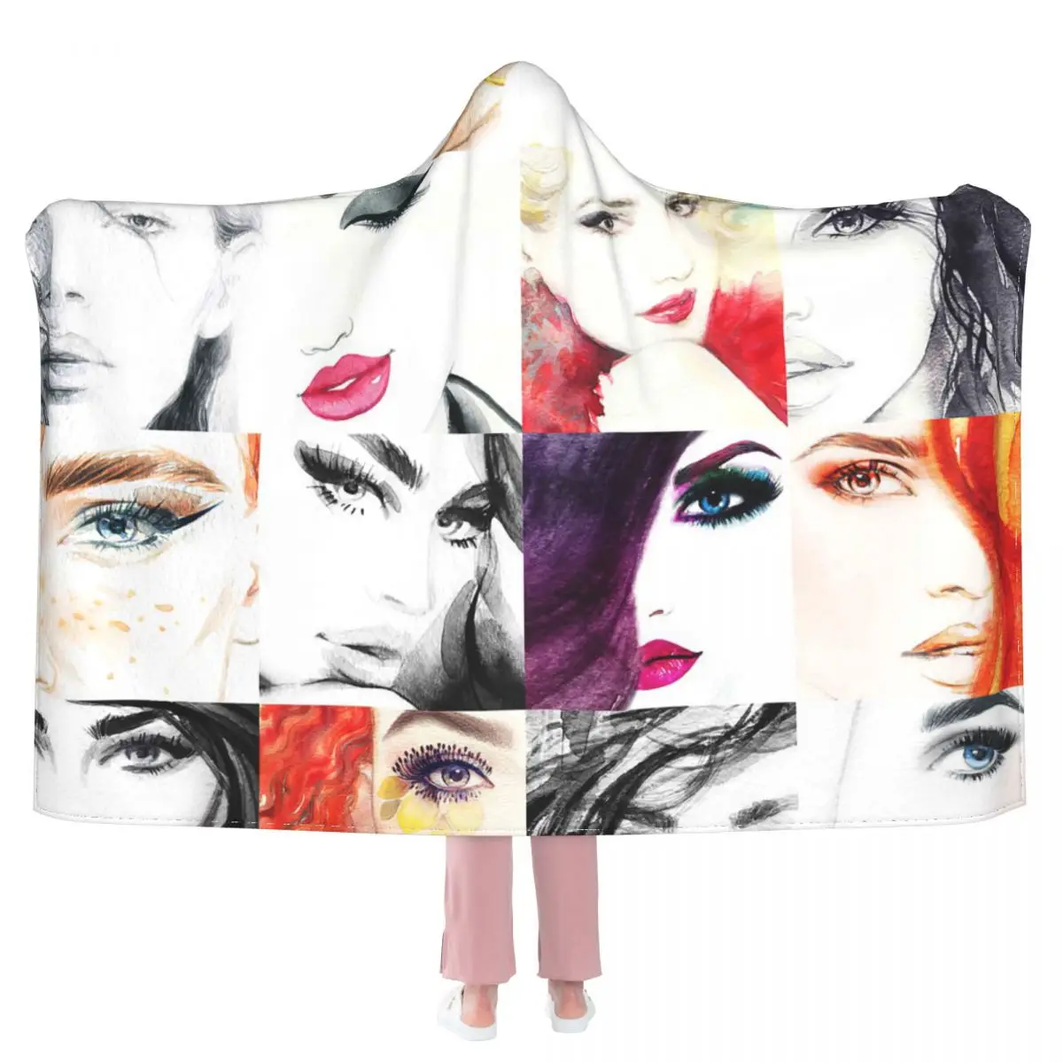 

Водонепроницаемое женское одеяло с капюшоном и портретом лица