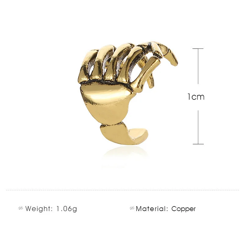 

Fashion Metal Skull Hand Punk Ear Cuff Cartilage No Piercing Fake Earrings Jewelry Gold Color Clip On Earrings For Women