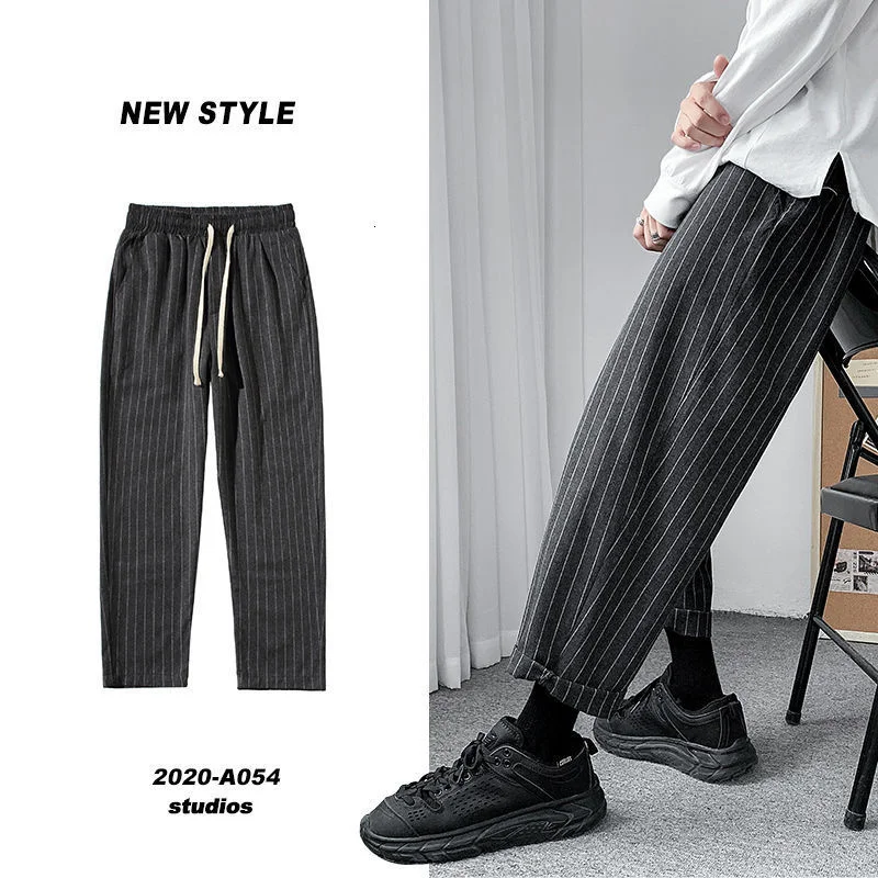 

Privathinker Korean Men's Striped Harem Pants 2020 Streetwear Man Casual Loose Trousers Japanese Men Black Gray Pants Plus Size