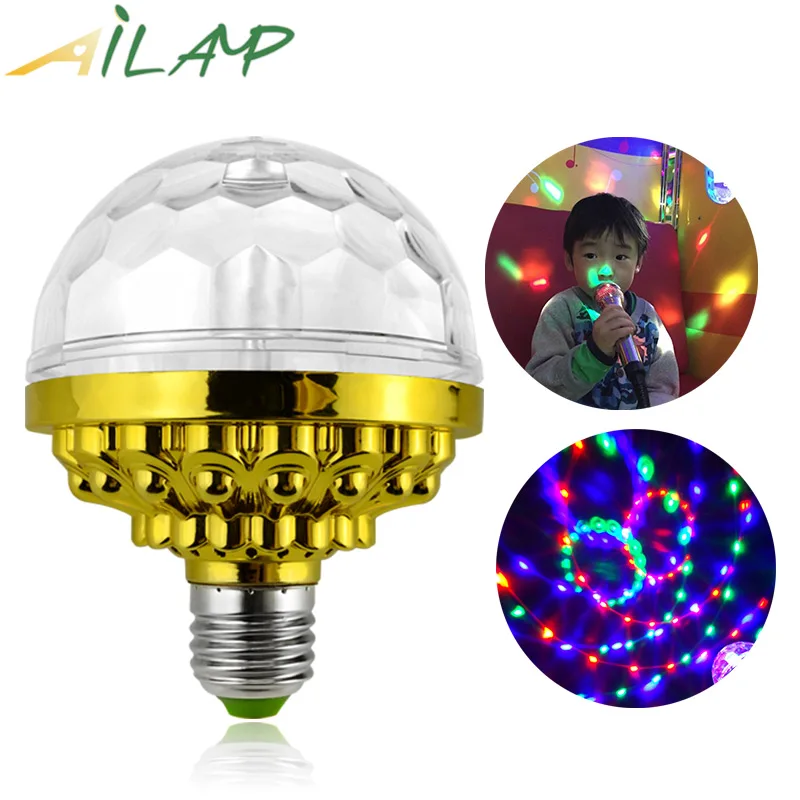 E27 красочное освещение сцены Эффект лампы музыкальное управление Вращающийся