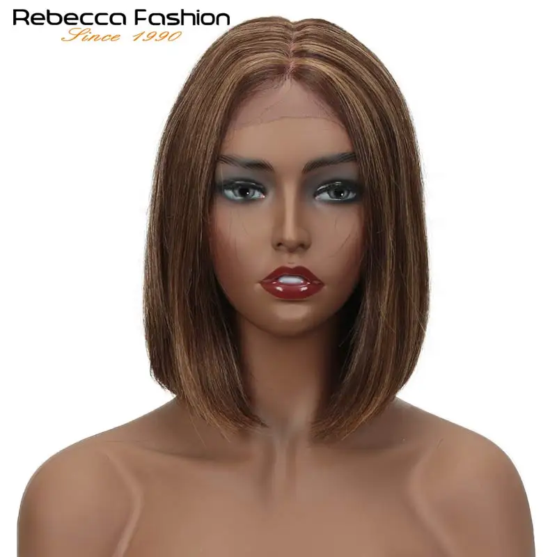 Короткие парики из человеческих волос Rebecca для чернокожих женщин блондинка